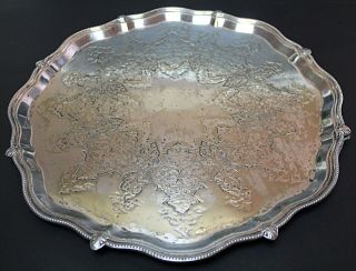 Antique Walker & Hall Sheffield Silver Plated Serving Tray 35 Cm (13 3/4 ")