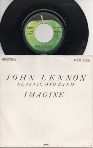The Beatles Lennon Rare 1971 German Only 7 " Apple Rock P/c Single " Imagine "