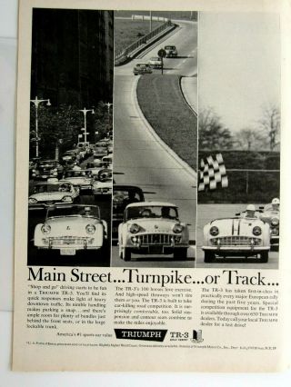 1961 Triumph Tr3 Main Street Turnpike Or Track Print Ad 8.  5 X 11 "