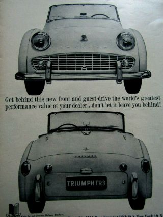 1959 Triumph Tr3 Print Ad 8.  5 X 11 "