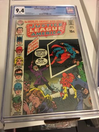 Justice League Of America 80 Cgc 9.  4 White Pages