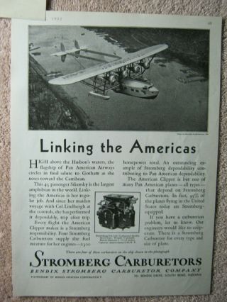 Vintage 1932 Stromberg Pan American Airways Clipper Sikorsky Aircraft Print Ad