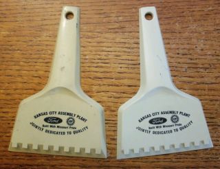 2 - Vintage Kansas City Ford Assembly Plant Advertising Ice Scrapers