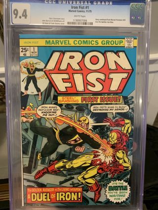 Iron Fist 1 Nov 1975,  Marvel Comics Book Cgc 9.  4 Iron Man White Pages