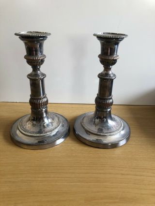 Antique Sheffield Plate Osp Silver On Copper Candlesticks