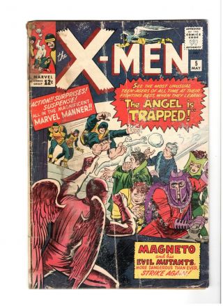 X - Men 5 1964 3rd Appearance Magneto,  2nd Scarlet Witch,  Quicksilver 1.  5