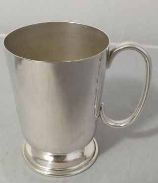 3 x asst vintage silver plated EPNS tankards - two engraved.  One Regis Plate 4