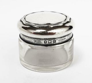 Antique Sterling Silver Lidded Dressing Table Jar Birmingham 1912