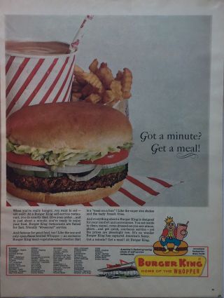 1966 Burger King,  Home Of The Whopper,  Vintage Print Ad