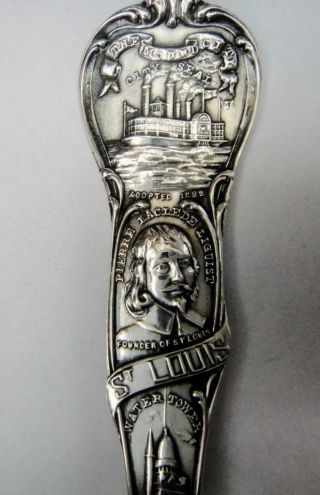 Antique Sterling Silver Souvenir Spoon,  Full Size,  World ' s Fair,  St.  Louis,  1904 3