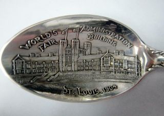 Antique Sterling Silver Souvenir Spoon,  Full Size,  World ' s Fair,  St.  Louis,  1904 5