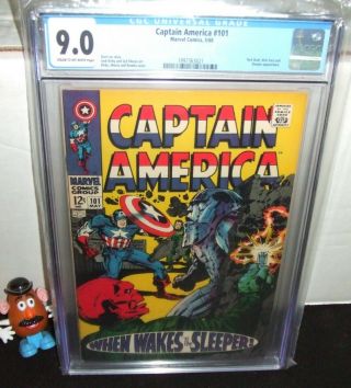 Captain America 101 Marvel 1968 Red Skull Sleeper Nick Fury Jack Kirby Cgc 9.  0