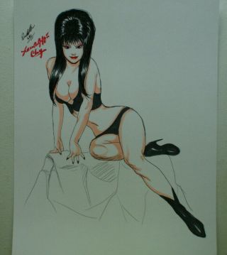 Elvira Art Drawing Painting Signed By Key