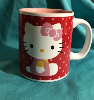 Hello Kitty Red Pink Polka Dots Coffee Mug Sanrio 1976,  2013