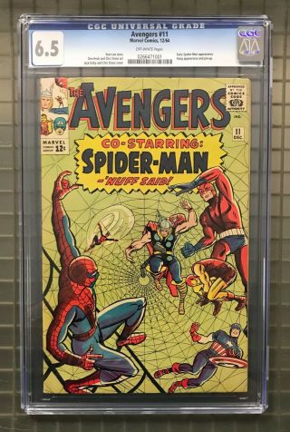 Avengers 11 Marvel Comics 1964 Cgc 6.  5 Early Spider - Man Appearance