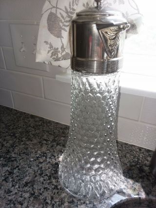 Crystal Cut Glass And Silver Plate Claret Jug 1970 