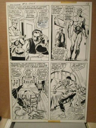 Frank Springer PENCIL/INK ART 1975 Cougar 2 Page Superhero Werewolf Atlas Comics 2