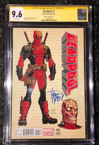 Deadpool 1 2013 Moore Variant Cgc 9.  8 Ss Signed By Tony Moore Movie Domino Cable