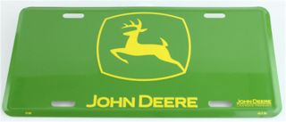 John Deere Logo Green Embossed Metal License Plate Tag