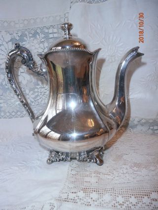 Antique Vintage Silver Plate Teapot Adelphi Quadruple Plate 839 Footed D 4 Cup