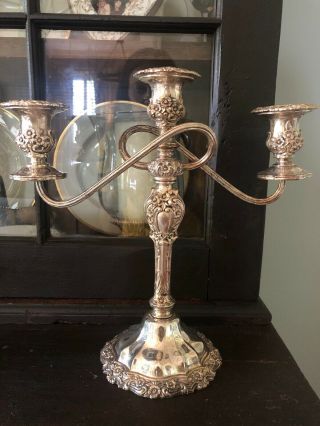 Antique Candle Stick 3 Holder Candelabras Silver Plated Twisted Arm
