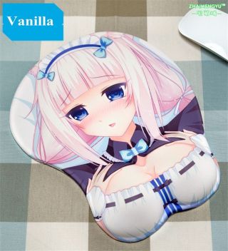 Nekopara Vanilla Anime Girl 3d Breast Soft Mouse Pad Mat Wrist Rest Mousepad