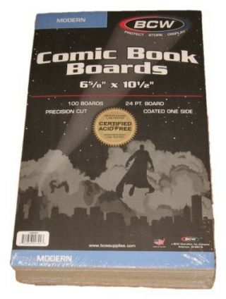 Pack Of 100 Bcw Modern Comic Book Acid Backer Boards 6 5/8 X 10 1/2 Backing