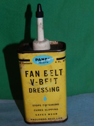Vintage Panef V - Belt & Fan Belt Dressing Oil 4 Oz Oiler Metal Can,  Partial Cont.