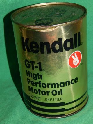 Vintage Kendall Gt - 1 High Performance Motor Oil Quart Can Sae 20w 50,  Full
