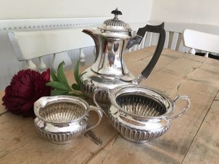 Vintage Epns Silver Coffee Set With Coffee Pot Creamer And Large Sugar Bowl