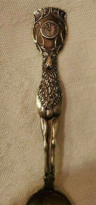Sterling Silver Full Figural Standing Elk Souvenir Spoon 5 5/8 "