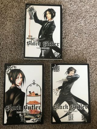 3 Black Butler Books - Anime - Volumes 1,  2,  3 - (i,  Ii,  & Iii) Yana Toboso