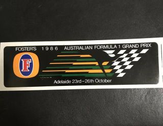 Adelaide Formula 1 Grand Prix Vintage 1986 Advertising Sticker