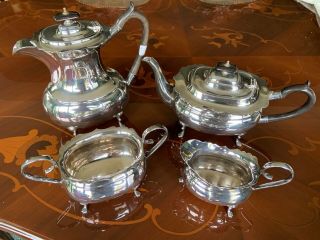 Elegant Silver Plated Edwardian 4 Piece Tea/coffee Set By Harrison Fisher