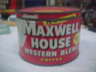 Vintage Coffee Tin - 1 Lb.  Maxwell House Western Blend - Key Open