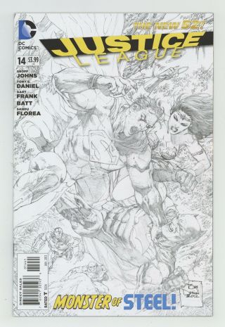 Justice League 14c 2013 Daniel Sketch 1:100 Variant Vf,  8.  5