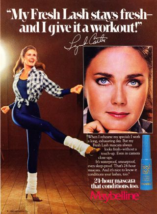 1983 Wonder Woman Lynda Carter Photo Maybelline Mascara Promo Print Ad
