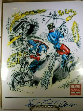 Captain America Print By Allen Bellman Captain America And Bucky Signed By Artis