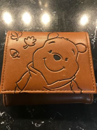 Vintage Winnie The Pooh Fold Over Wallet,  Pvc,  87429,  Disney,  Brown,  Rare,  Coin