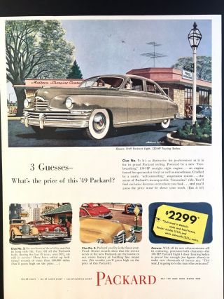 1949 Packard Touring Sedan 7 Auto Illustration Art Vintage Print Ad