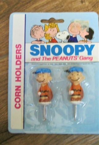 Snoopy And The Peanuts Gang Charlie Brown Corn Holders 1965 Factory