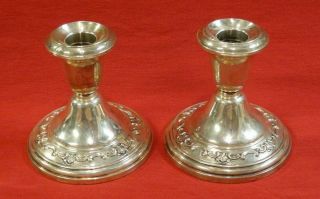 Set Of 2 Antique Gorham Sterling Silver Candle Holders 1129,  4 Inch Tall