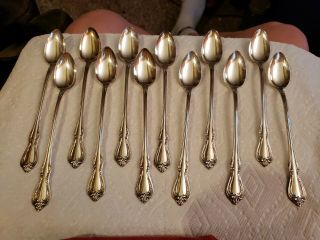 Oneida Wm A Rogers Silver Plate Chalice / Harmony 1958 Iced Tea Spoons 12 Pc