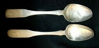 Rare - 2 Coin Silver Spoons Michael Deyoung (1816 - 1836) Baltimore Silversmith