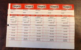 Vintage Texaco Gas Service Station Reminder Tag Stickers Oil Change 5 Tag Sheet