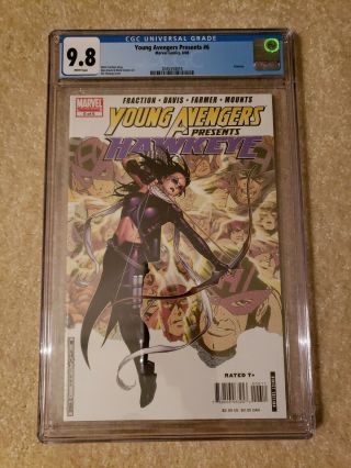 Young Avengers Presents 6 Cgc 9.  8,  Perfect Case Hawkeye Kate Bishop Disney,
