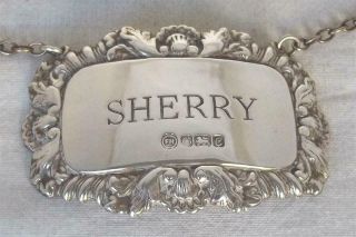 A Vintage Solid Sterling Silver Sherry Decanter Label Sheffield 1977.