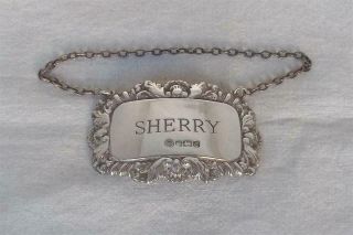 A VINTAGE SOLID STERLING SILVER SHERRY DECANTER LABEL SHEFFIELD 1977. 2