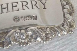A VINTAGE SOLID STERLING SILVER SHERRY DECANTER LABEL SHEFFIELD 1977. 4