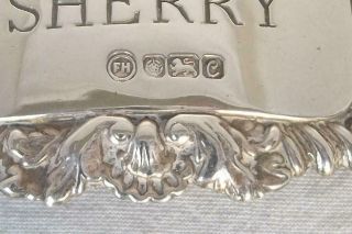 A VINTAGE SOLID STERLING SILVER SHERRY DECANTER LABEL SHEFFIELD 1977. 5